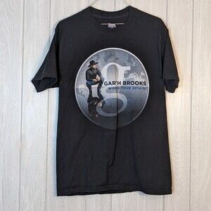 Garth Brooks Black Double Sided World Tour Tee 2014-2015 EUC SZ M